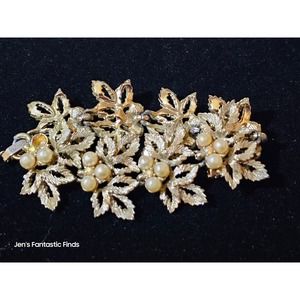 Judy Lee Vintage‎ AB Pearl Leaves Bracelet 8"
